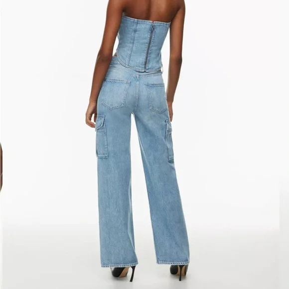 NWT Aritzia color 7 Yrs Bleu Taboo The Farrah Hi-Rise Cargo Jean - Picture 5 of 6